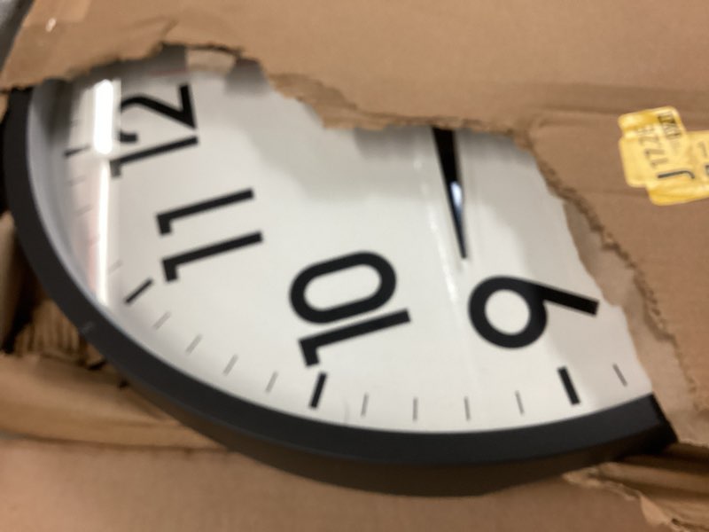 Condition photo showing As Is for akcisot 18 inch wall clock large silent non-ticking wall clocks battery operated - analog classic clock decorative for living room, office, home, school(black) a_black 18 inch