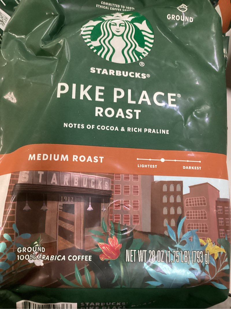 Condition photo showing New/Like New for Starbucks Ground Coffee, Medium Roast Coffee, Pike Place Roast, 100% Arabica, 1 Bag (28 Oz)