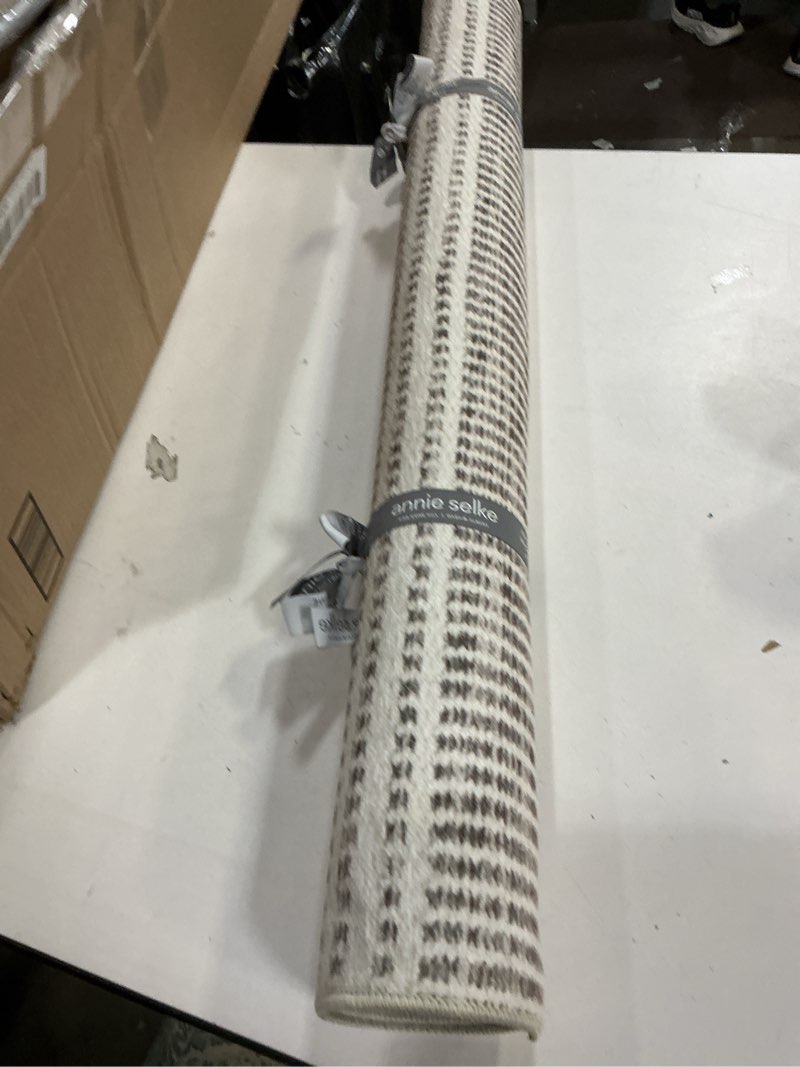 Condition photo showing Good Condition for Dash and Albert Malta Grey Machine Washable Area Rug - 3' x 5' Grey Stripe Washable Accent Rug - Durable, High Traffic Areas Kitchen, Mudroom, Hallways 3' x 5' (Rectangular) Malta Grey