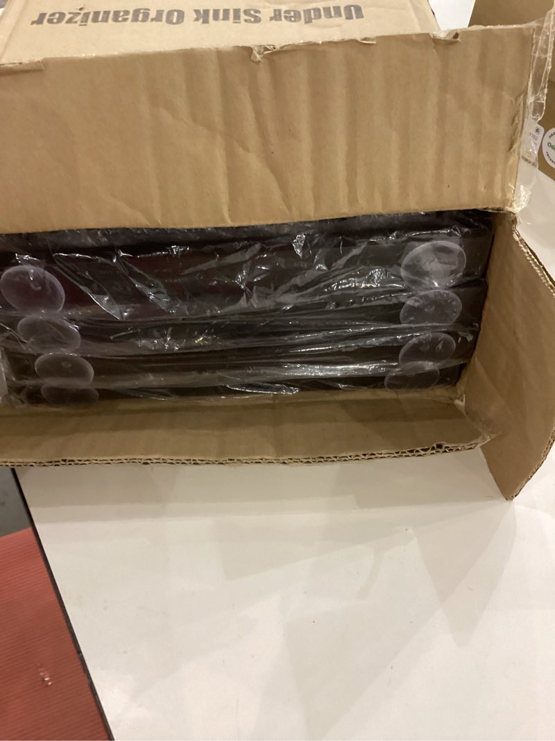 Condition photo showing Good Condition for Under Sink Organizer, 2 Packs 2 Tier Under Sink Organizers and Storage, Slide out Pull out Cabinet Organizer Shelf, Metal Sliding Drawer for Kitchen Bathroom Pantry Cabinet Closet Organization Rack Black 2 Pack