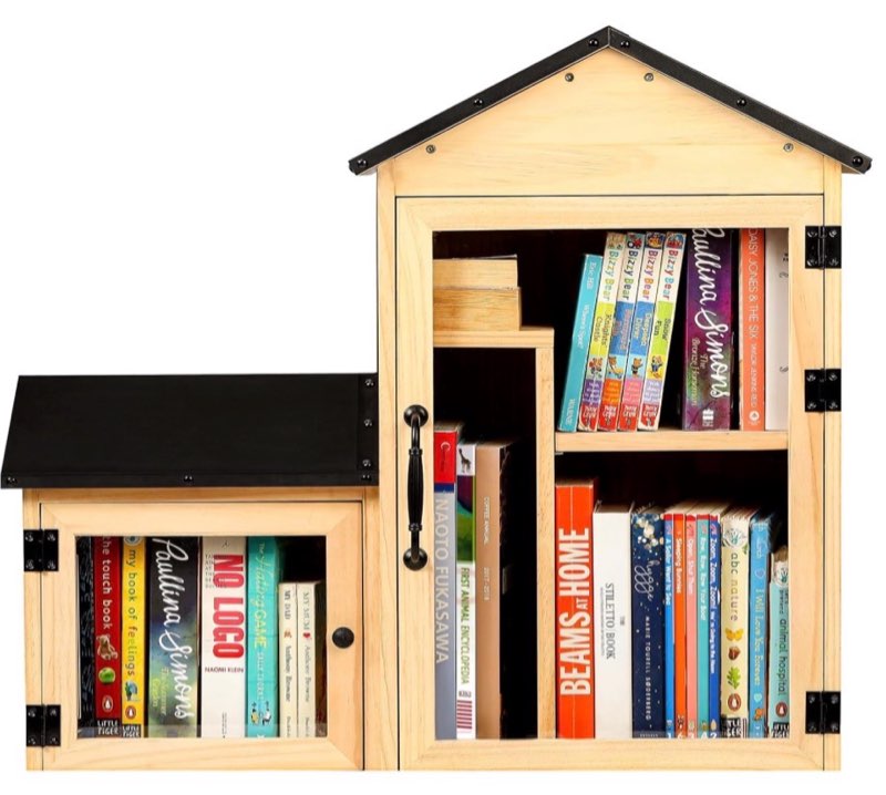 little library box outdoor, double little library design with adjustable shelf and large & small com