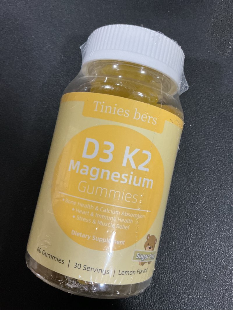 Condition photo showing New/Like New for Magnesium Glycinate Gummies 500mg, D3 K2 Magnesium Gummies for Adults Kids, Highly Absorbent Support Calcium & Bone, Stress & Muscle Relief, Immune, Non-GMO, Gluten-Free, Vegan, Sugar Free, Lemon, 60 60 Count (Pack of 1)
