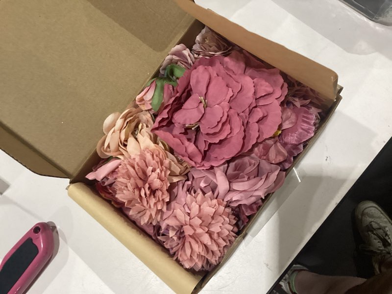 Condition photo showing New/Like New for floroom mini artificial flower heads dusty rose fake peony daisy rose multicolor small faux silk flower heads for cake craft garland wedding party graduation cap diy home decoration, 0.8"-3.6" antique dusty rose