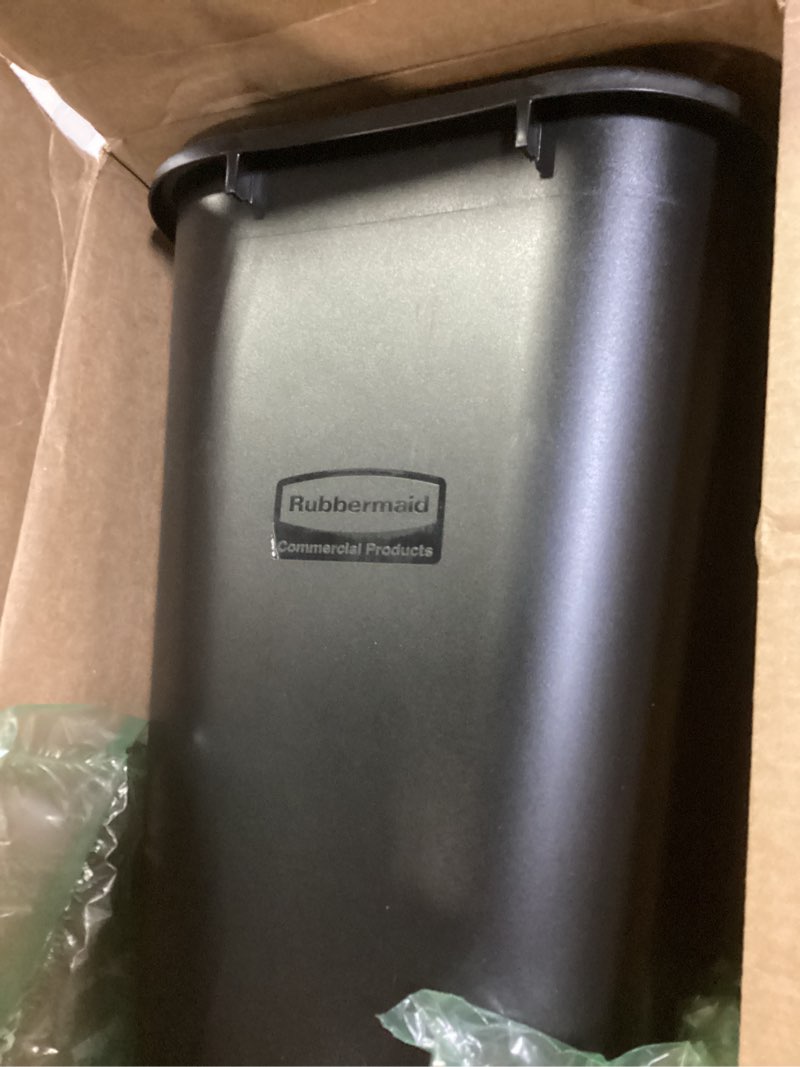 Condition photo showing Good Condition for rubbermaid commercial wastebasket trash container, 41qt/10.25 gal, plastic, black, stackable trash can for bedroom/bathroom/office, fits under desk/sink/cabinet 10.25 gallons black 1