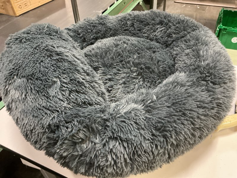 Condition photo showing Good Condition for PetJett Calming Dog Bed Medium Size Dog - 30'' Donut Bed, Round Dog Bed, Anti-Slip & Washable Super Soft Fluffy Plush Round Bed, Anti-Anxiety Premium Comfort Pet Bed, Fits Dogs upto 45 lbs - Dark Grey Dark Gray Medium - 30”L x 30”W x 8”Th