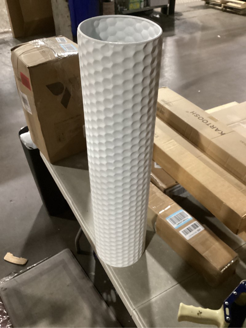 Condition photo showing Good Condition for 1 sziqiqi white tall vases for floor: 27.6/21.7in metal cylinder handmade flower holder extra large decorative vase set of 2 modern honeycomb texture big standing vase for living room home corner
