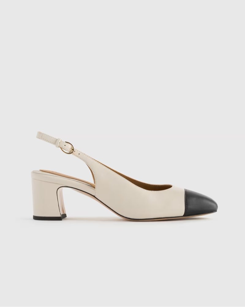 Italian Leather 65mm Cap Toe Slingback size 7