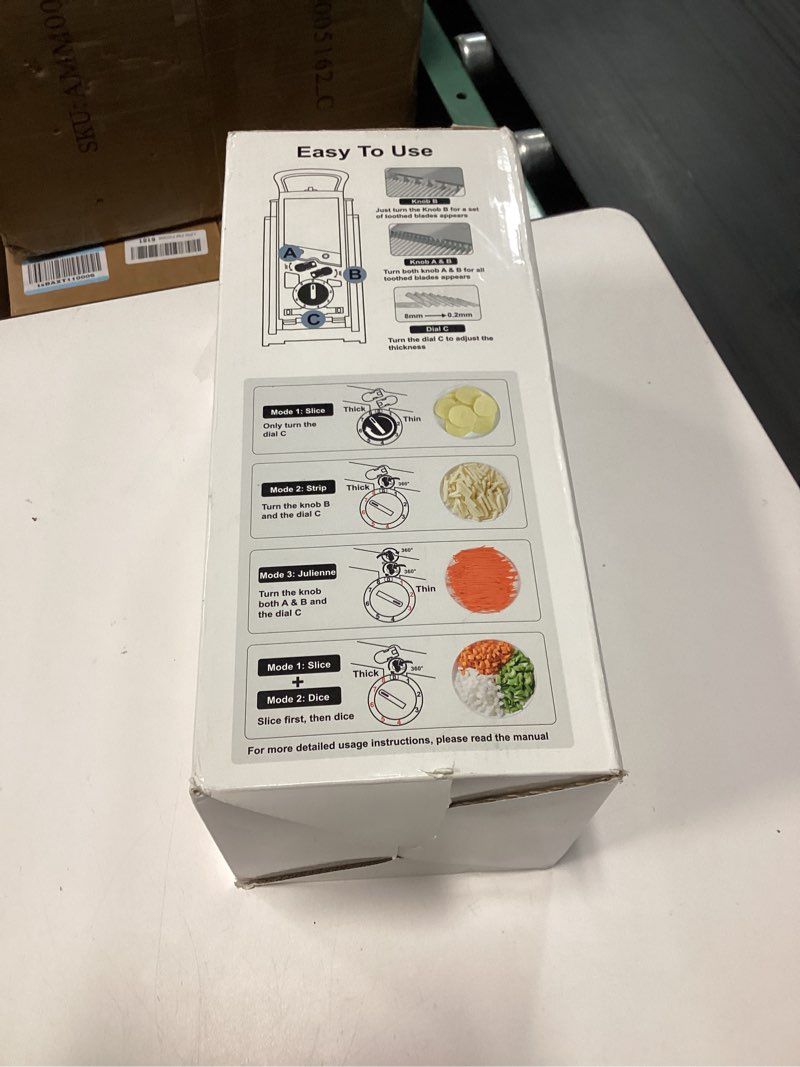 Condition photo showing New/Like New for upgrade safe mandoline slicer for kitchen, supmakin bigger entrance vegetable food slice potato slicer chopper, adjustable thickness multi mandolin, julienne + dicer kitchen must haves green