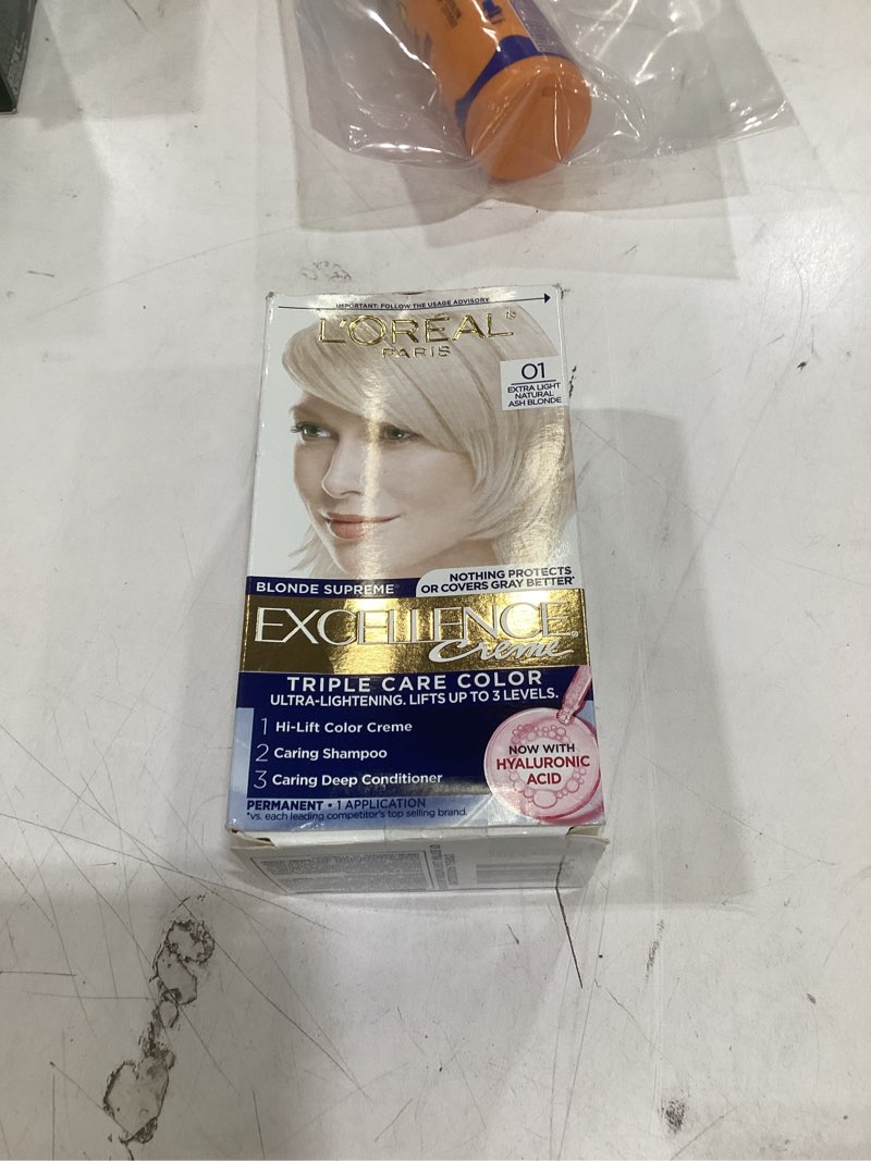 Condition photo showing Good Condition for l'oreal paris excellence creme permanent triple care hair color, 01 extra light ash blonde, gray coverage for up to 8 weeks, all hair types, pack of 1