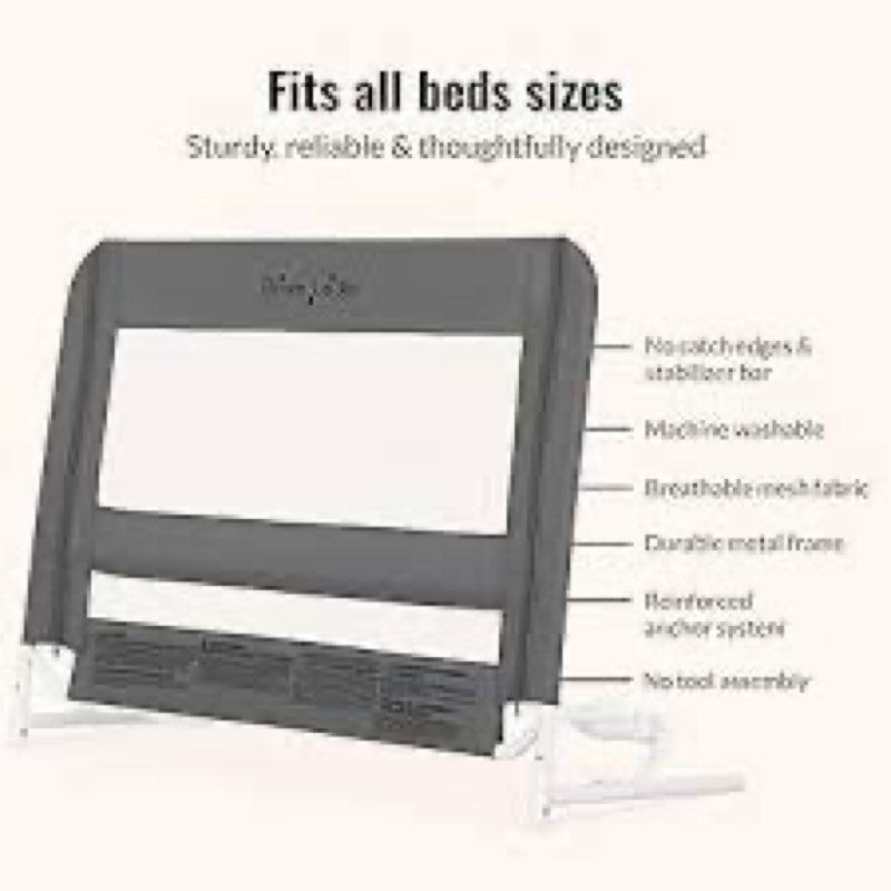 Dream On Me Lightweight Mesh Security Adjustable Bed Rail for Toddler, Breathable Mesh Fabric, Suita