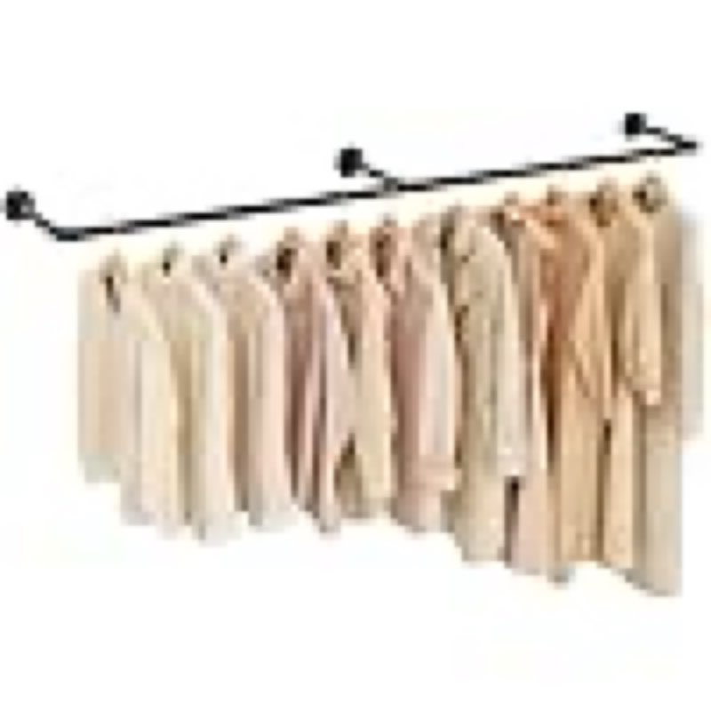 Yawinhe Industrial Pipe Coat Rack, 70 Inch Wall Mounted Coat Rack, Heavy Duty Detachable Hanger Bar, Space Saving Hanger with 3 Bases, Multi-Purpose Hanging Bar for