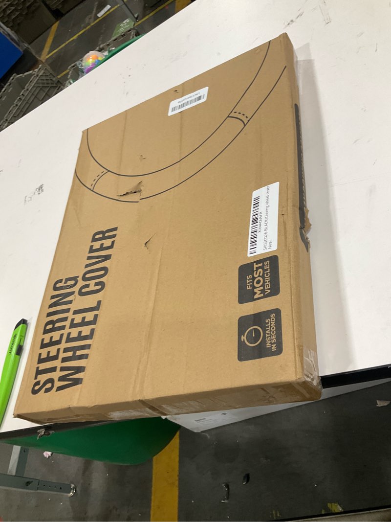 Condition photo showing As Is for Skechers Steering Wheel Cover, Memory Foam Car Steering Wheel Cover,14.5-15inch Anti-Slip Safety Comfortable Desgin, Universal Accessory for Diverse Cars, Truck,SUV (Black & Black)