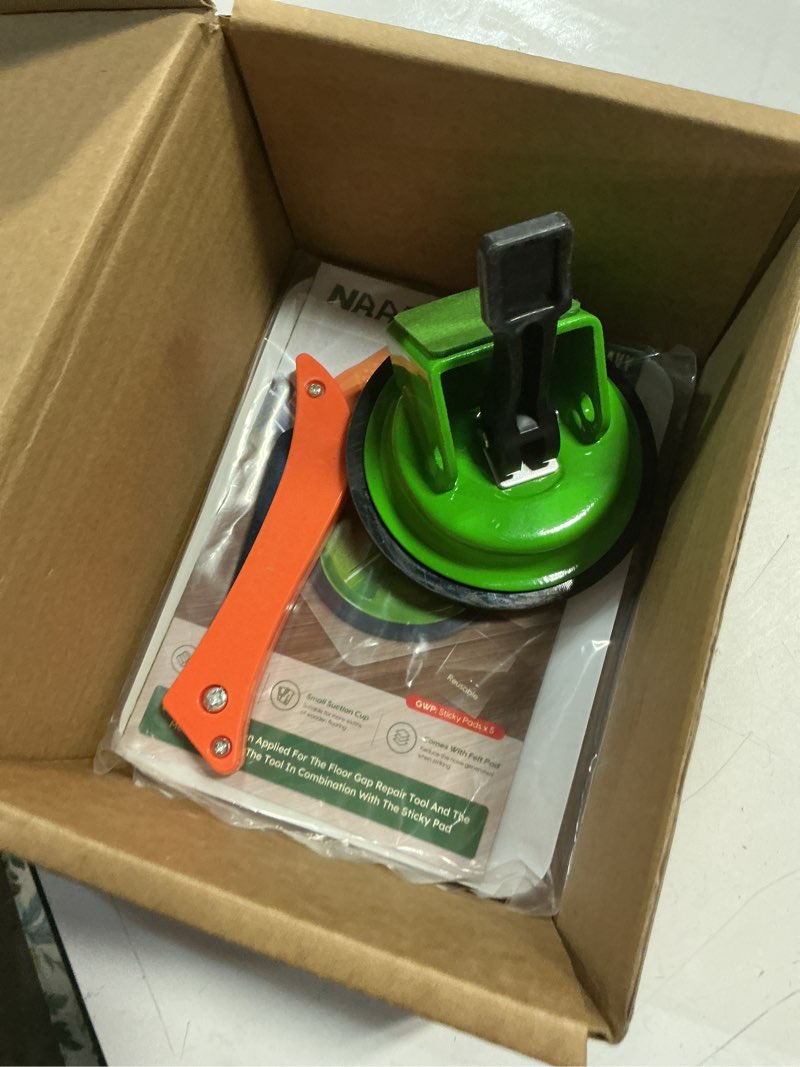 Condition photo showing Good Condition for naacoo heavy duty floor gap fixer tool, 45°striking surface floor gap repair tool, made of iron & enhanced suction cup. with 5pcs sticky pads for fixer laminate/vinyl flooring tools.
