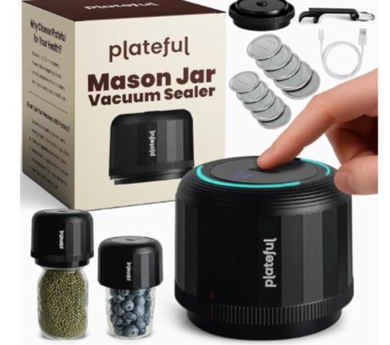 Electric Mason Jar Vacuum Sealer For Wide Mouth And Regular Mouth Jars, Portable Vacuum Sealer (Includes Lids, Opener)