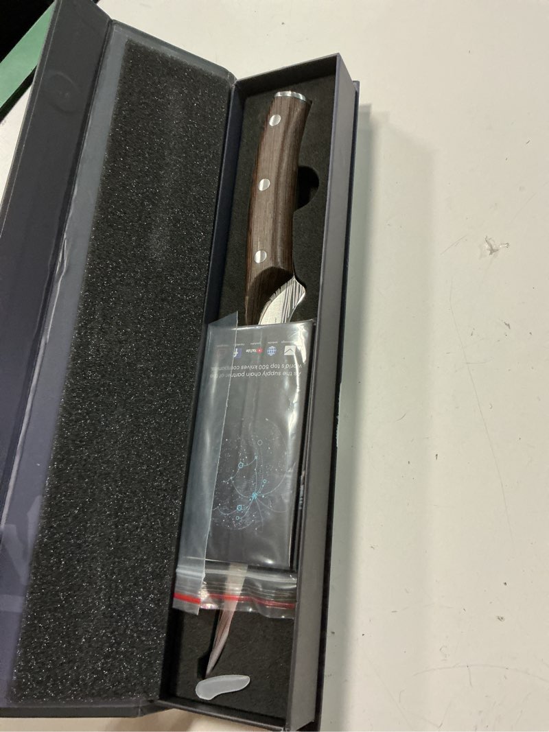 Condition photo showing Good Condition for syokami fillet knife, razor sharp 7.2 inch boning knife, high carbon stainless steel filet knives with high flexibility, wooden handle, full tang damascus pattern fishing knives, ideal gift 7.2"