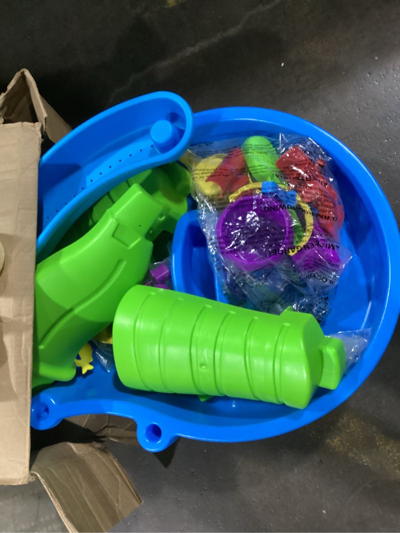 Condition photo showing Good Condition for step2 rain showers splash pond water table, kids water and sand activity sensory playset, summer outdoor toys, 13 piece water toy accessories, for toddlers 1.5+ years old, blue & green