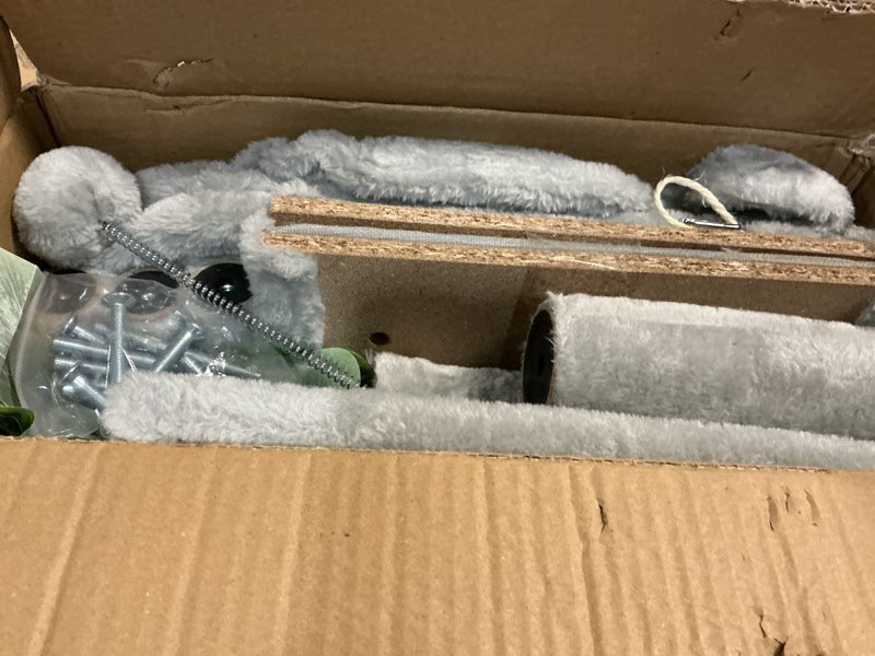Condition photo showing Good Condition for kiyumi cat tree cat tower condo with sisal scratching post for indoor cats tree furniture with hammock perch and kitten ball toys, multi-level pet activity center (grey)