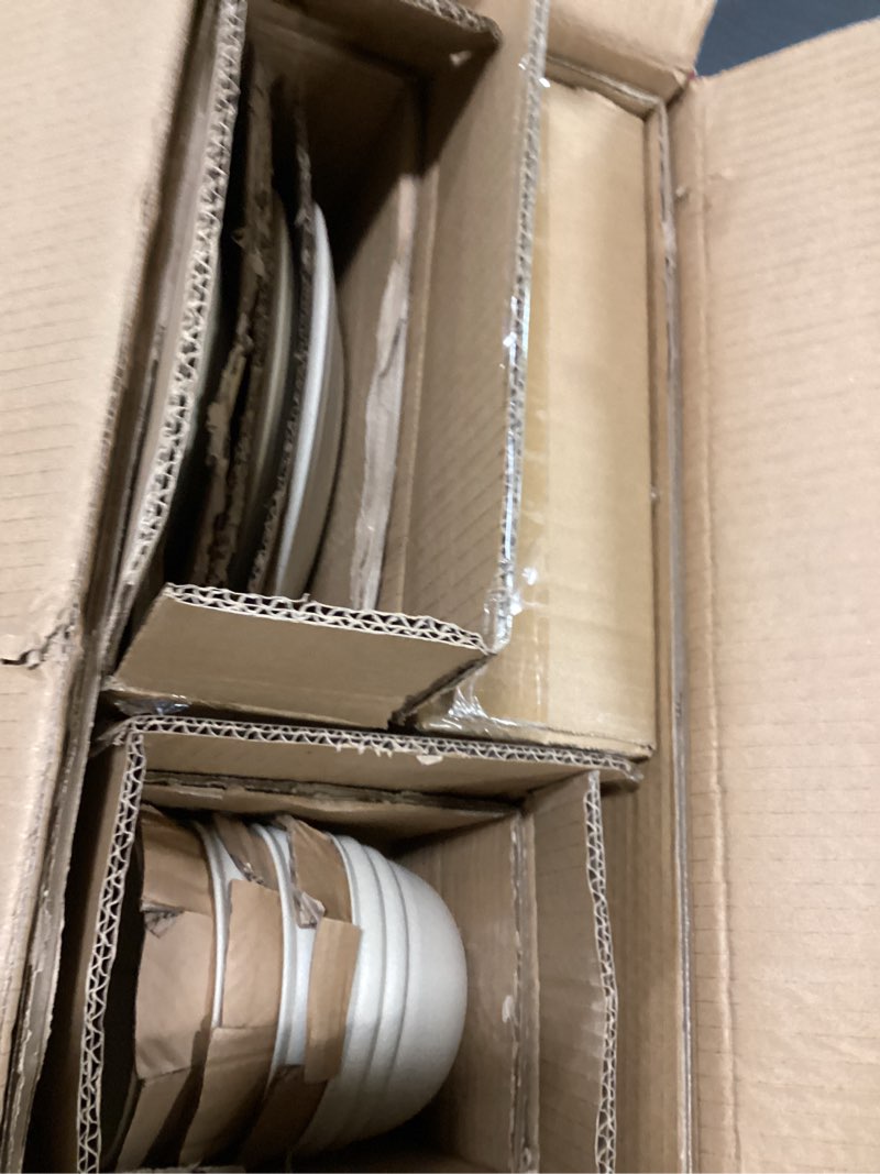 Condition photo showing New/Like New for Stone Lain Zen Stoneware 12-Piece Dinnerware Set, Service for 4, Beige, Includes Salad -, Dinner Plates & Bowls, Textured Sand Finish, Microwave & Dishwasher Safe Beige 12-Piece - Service for 4