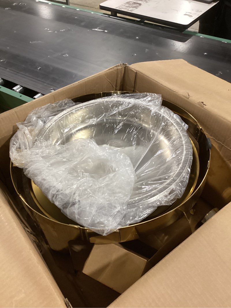 Condition photo showing As Is for ROVSUN 6 QT Chafing Dishes for Buffet, Roll Top Chafing Dish Buffet Set, Stainless Steel Buffet Warmer Chafers and Buffet Warmers Sets for Catering Events Parties Weddings Dinners,Gold 1