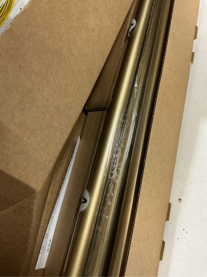 Condition photo showing New/Like New for 5/8” diameter curtain rods 30-90 inch, for 30-84 inch windows, adjustable splicing gold curtain rods for windows with brackets, window rod long small curtains rod, 2 pack gold 30-90"/2 pack