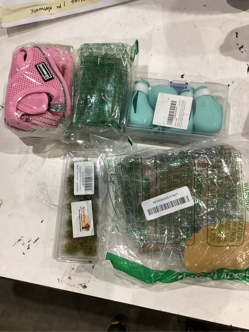 Condition photo showing As Is for assorted pet essentials ( pet toys, pet leashes, pet clothes, etc.) 