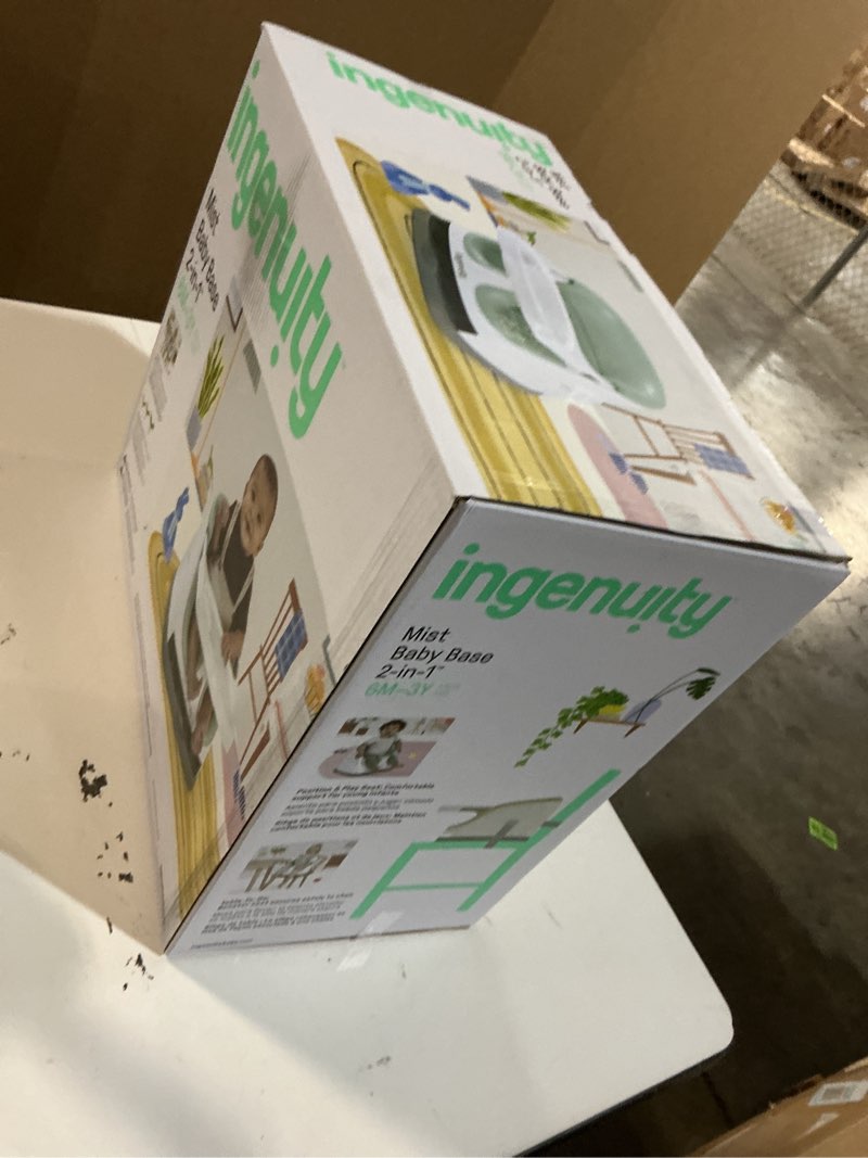 Condition photo showing New/Like New for ingenuity baby base 2-in-1 booster feeding and floor seat with self-storing tray - mist