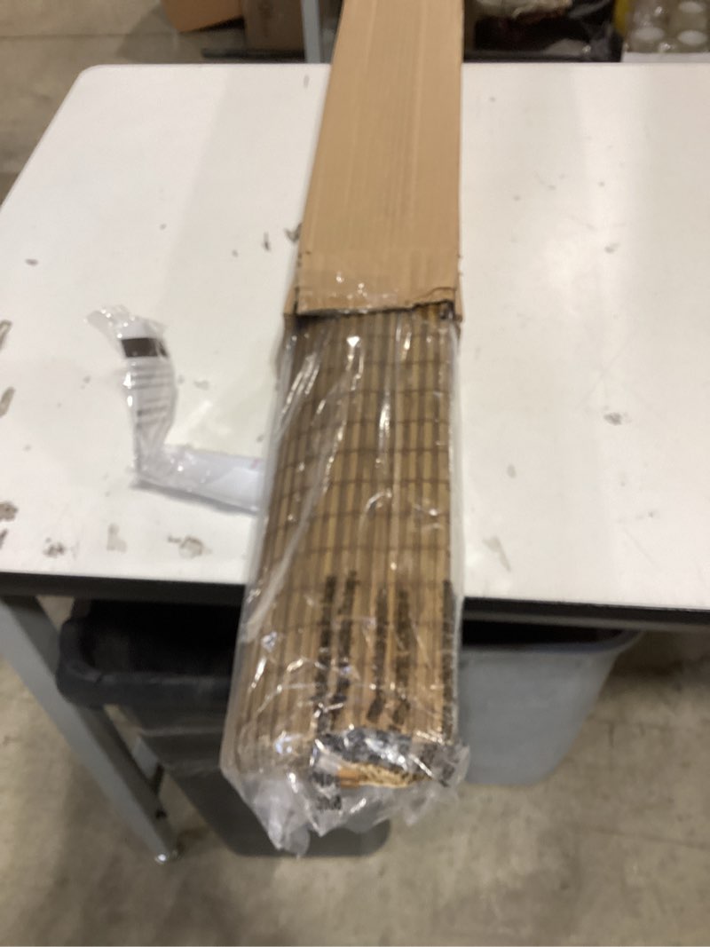 Condition photo showing New/Like New for lazblinds no tools no drill cordless bamboo roman shades, light filtering window treatment, roll up bamboo blinds for windows 25'' w x 48'' h, eastfield teak light filtering-eastfield teak 25" w x 48" h