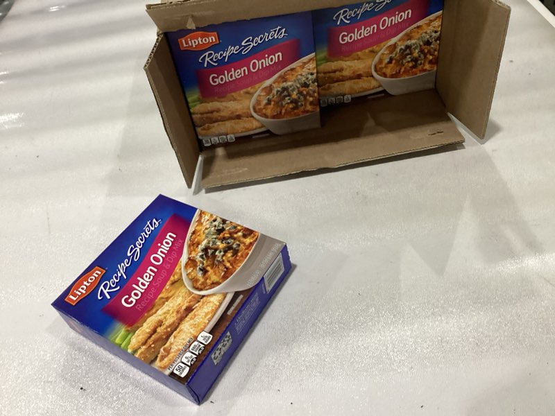 Condition photo showing New/Like New for *best if used by Nov 13 25* 12 pack SOUP SECRETS Lipton Recipe Soup and Dip Mix For a Delicious Meal Golden Onion Great With Your Favorite Recipes, Dip or Soup Mix 2.6 oz, Pack of 12