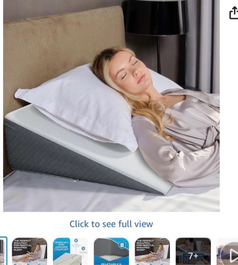 kolbs bed wedge pillow for sleep apnea, fsa eligible acid reflux, and back pain relief, with chic jacquard cover - headboard wedges for sleeping (standard width 7.5" height)