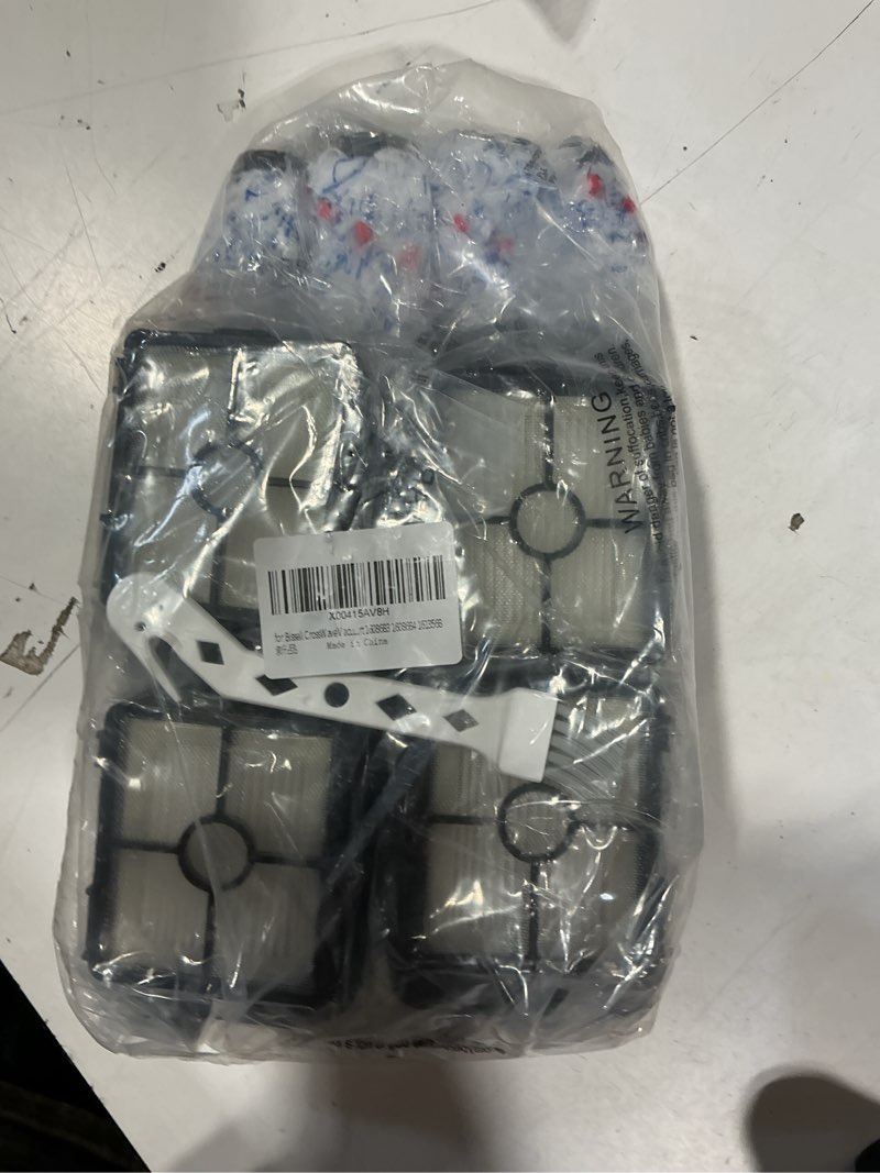 Condition photo showing New/Like New for for bissell crosswave vacuum cleaner replacement parts 4 pack 1868 bissell crosswave multi-surface brush rolls tangle-free+ 4 pack 1866 replacement vacuum filters compare part 1608683 1608684 4+4 blue