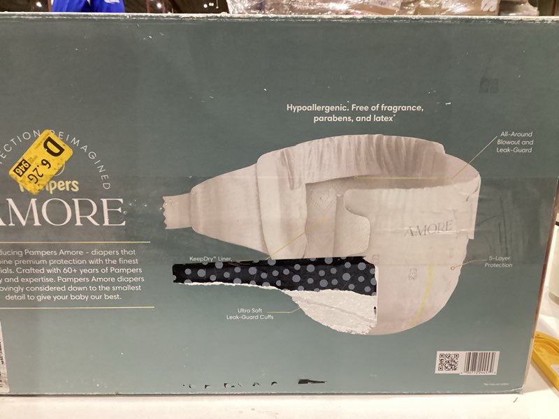 Condition photo showing New/Like New for pampers amore, size 4 (15-34 lbs), 108 count, our best diaper – hypoallergenic & fragrance free, up to 100% leakproof, soft as cashmere size 4 108