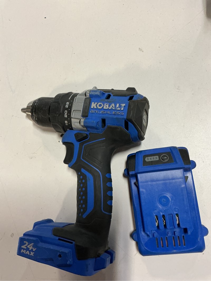 Condition photo showing As Is for kobalt kobalt 24-volt 1/2-in keyless brushless cordless drill