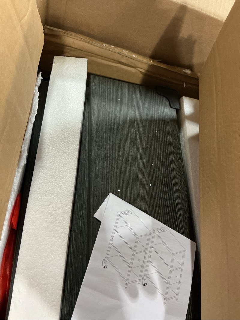 Condition photo showing As Is for TUTOTAK Small Narrow End Table with Charging Station, Set of 2, Side Table with Outlets, Nightstand with Cloth Drawer, Couch Table, for Living Room, Bedroom, Bedside, Black TB01BK058 Black With Plug