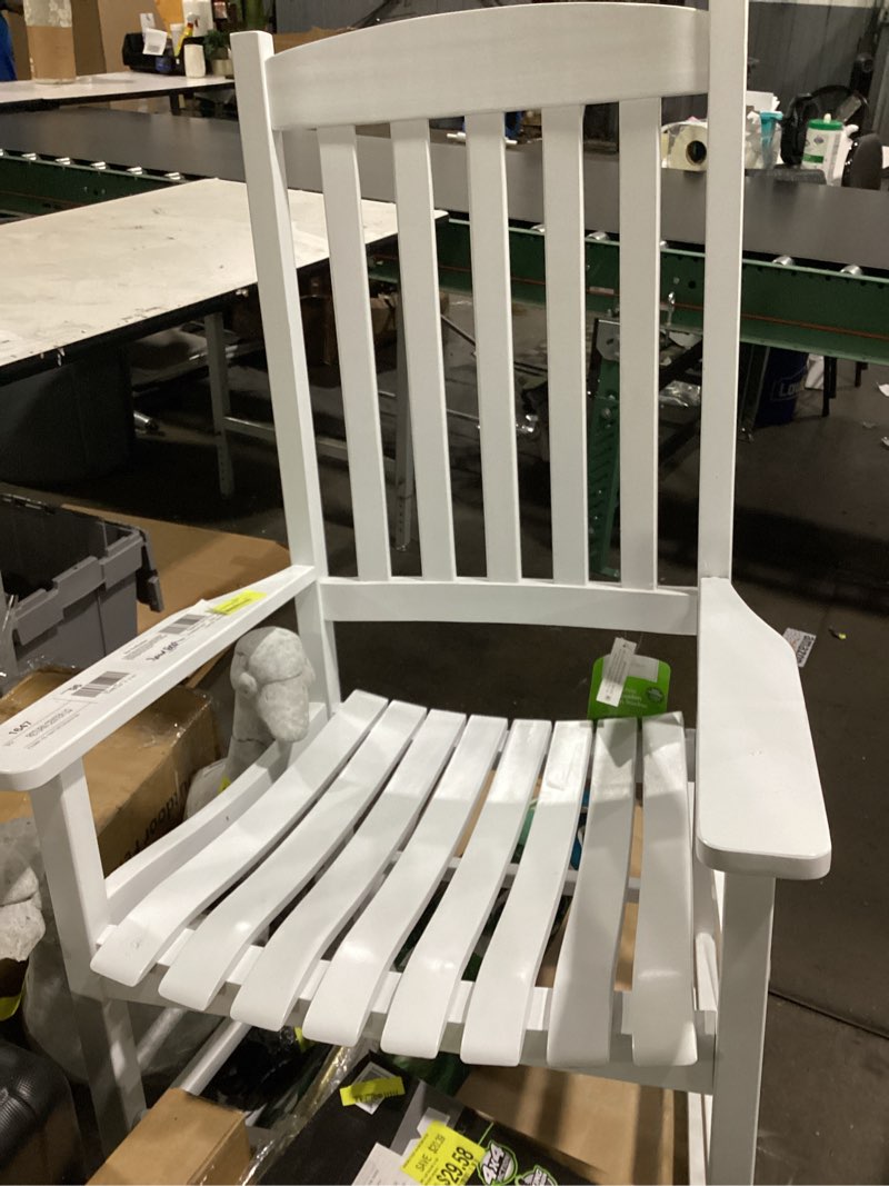 Condition photo showing Good Condition for mainstays outdoor wood porch rocking chair, white, weather resistant finish