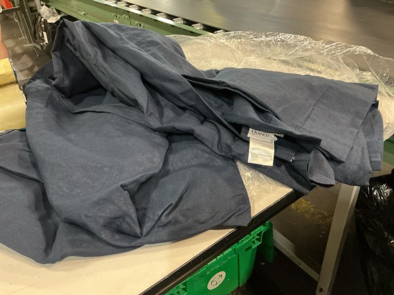 Condition photo showing Good Condition for quince european linen room darkening curtain, navy, 96”x102”, 1 panel only