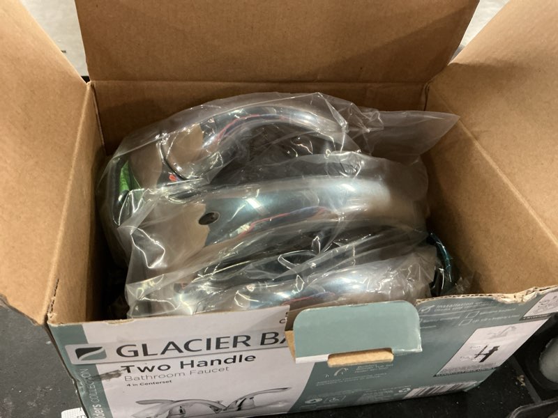Condition photo showing Good Condition for glacier bay bathroom faucet 4 in. centerset 3-hole double-handle low-arc chrome