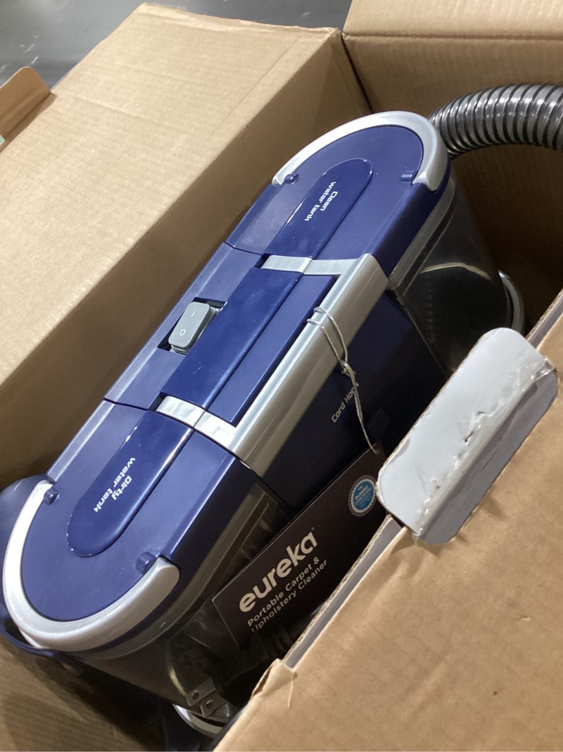 Condition photo showing Good Condition for EUREKA Portable Carpet and Upholstery Cleaner, Spot Cleaner for Pets, Stain Remover for Carpet, Area Rugs, Upholstery, Coaches and Car, 50.7oz Large Water Tank, NEY100 with Cleaning Formula, Blue Blue NEY100 with Cleaning Formula