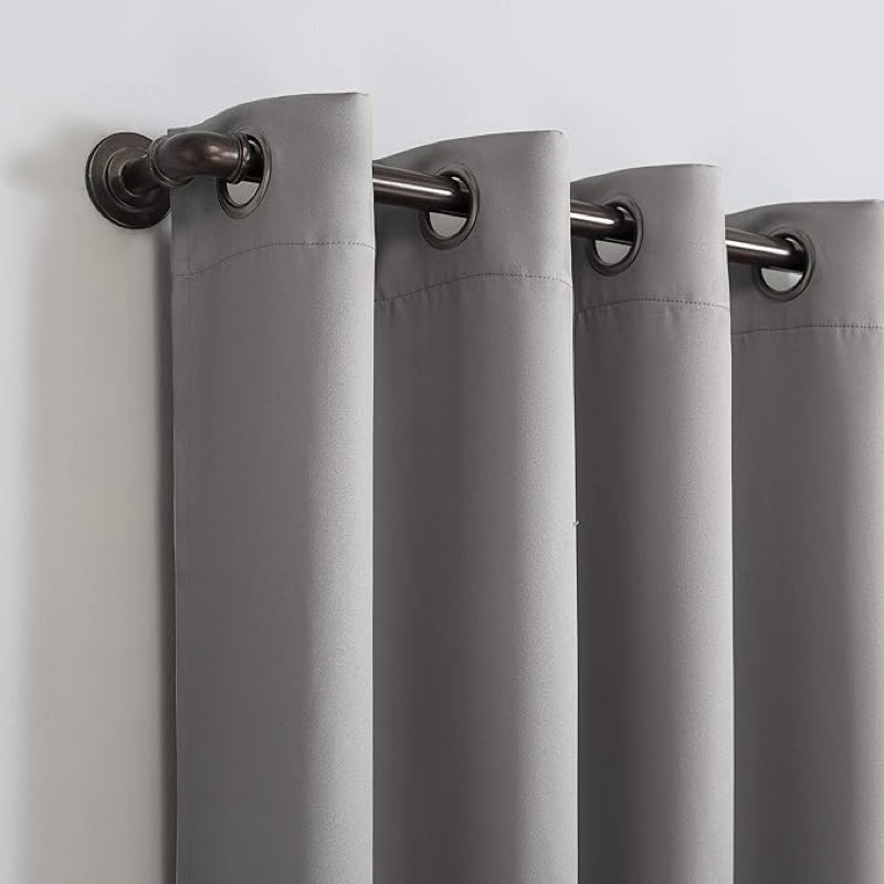 sun zero nordic theater grade extreme 100% blackout grommet curtain single panel, silver gray