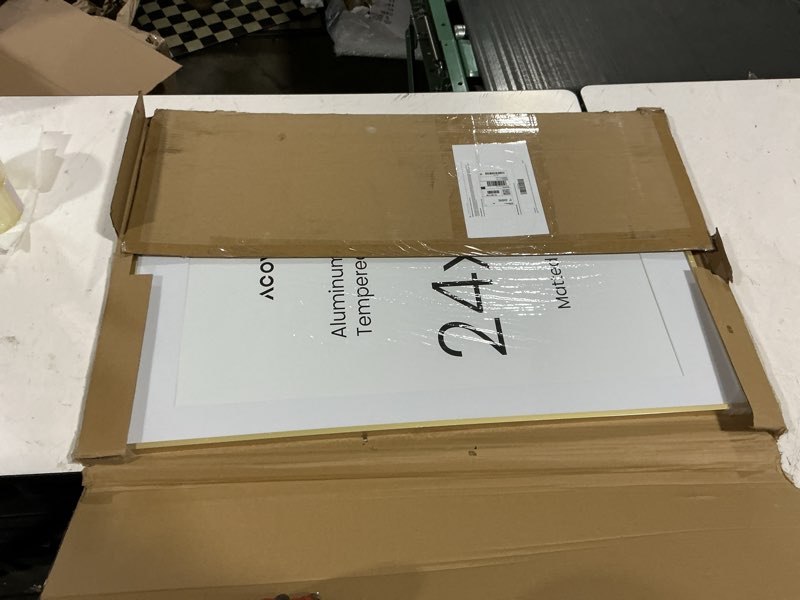 Condition photo showing Good Condition for acovy 24x36 poster frame gold with mat for 20x30, premium aluminum 24 x 36 picture frame, hd tempered glass, metal photo frame 36x24 for wall display (gold, pack of 1) gold 24"x36"-1p real glass