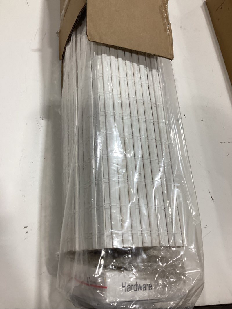 Condition photo showing Good Condition for lazblinds cordless bamboo roman shades, privacy blinds for interior windows, room darkening roll up bamboo blinds for home & patio, 31.5" w x 64" h, alpine ivory alpine ivory 31.5" w x 64" h