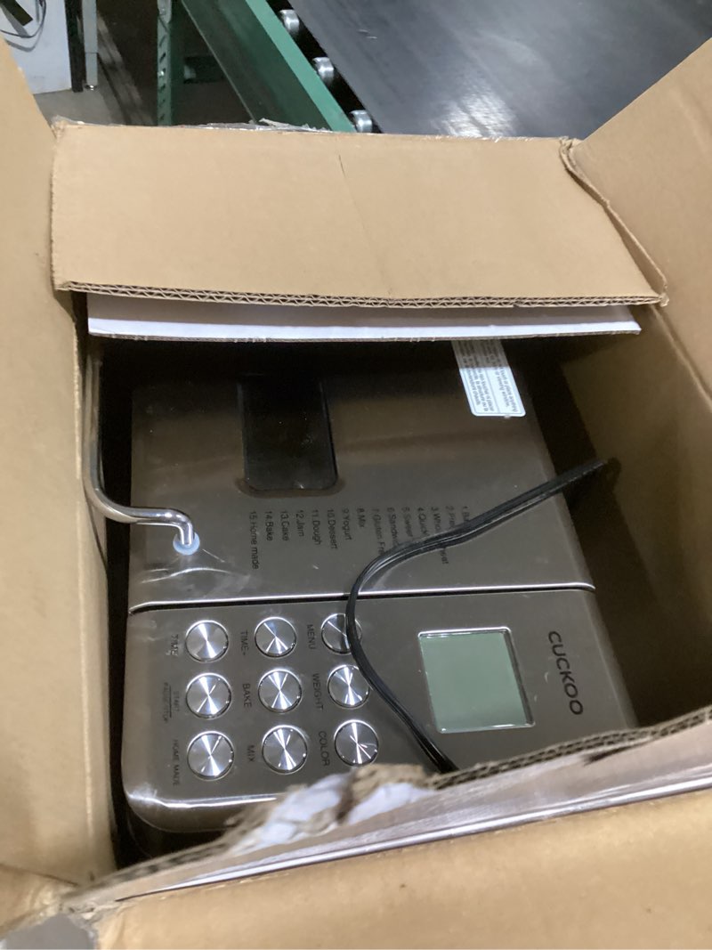 Condition photo showing Good Condition for CUCKOO Bread Maker Machine with 15 Menu Options + 3 Crust Colors, 2 lbs Bread Machine with Automatic Fruit & Nut Dispenser, Includes 6 Accessories, Ideal Breadmaker for Sourdough (CBM-AAB101S)