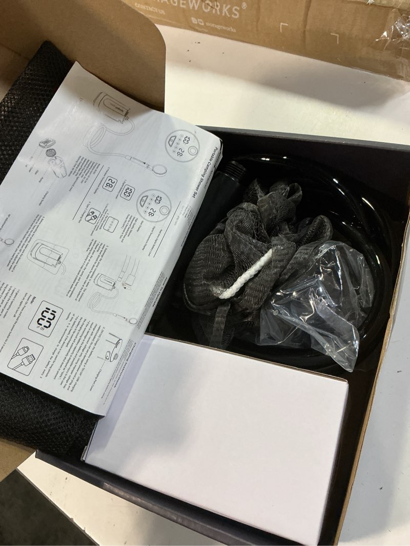 Condition photo showing Good Condition for portable shower for camping, [upgraded] 10000mah rechargeable camping shower with 5 adjustable speeds,premium led display, ipx8 waterproof outdoor shower kit for hiking, car, pet, travel sliver