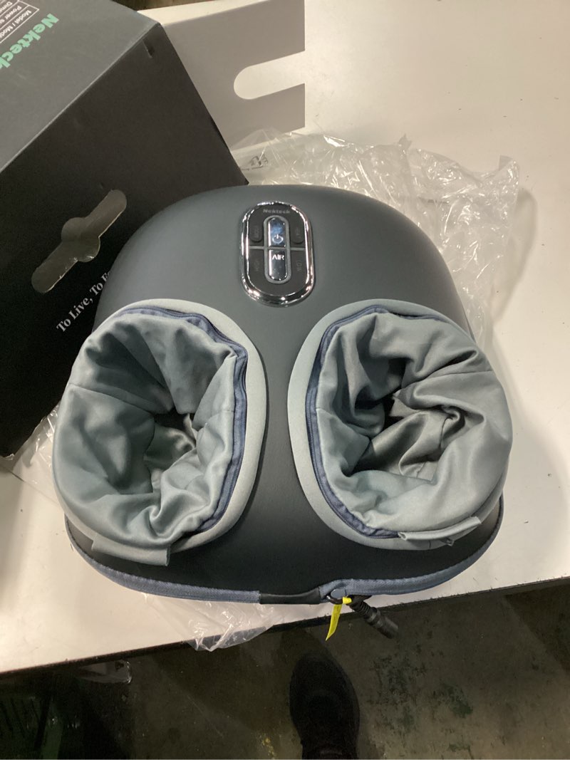Condition photo showing As Is for nekteck shiatsu foot massager with heat [2026 upgraded], 3 modes deep kneading therapy air compression, feet massage for plantar fasciitis, relaxation gifts for men women mom dad birthday father's day gray regular