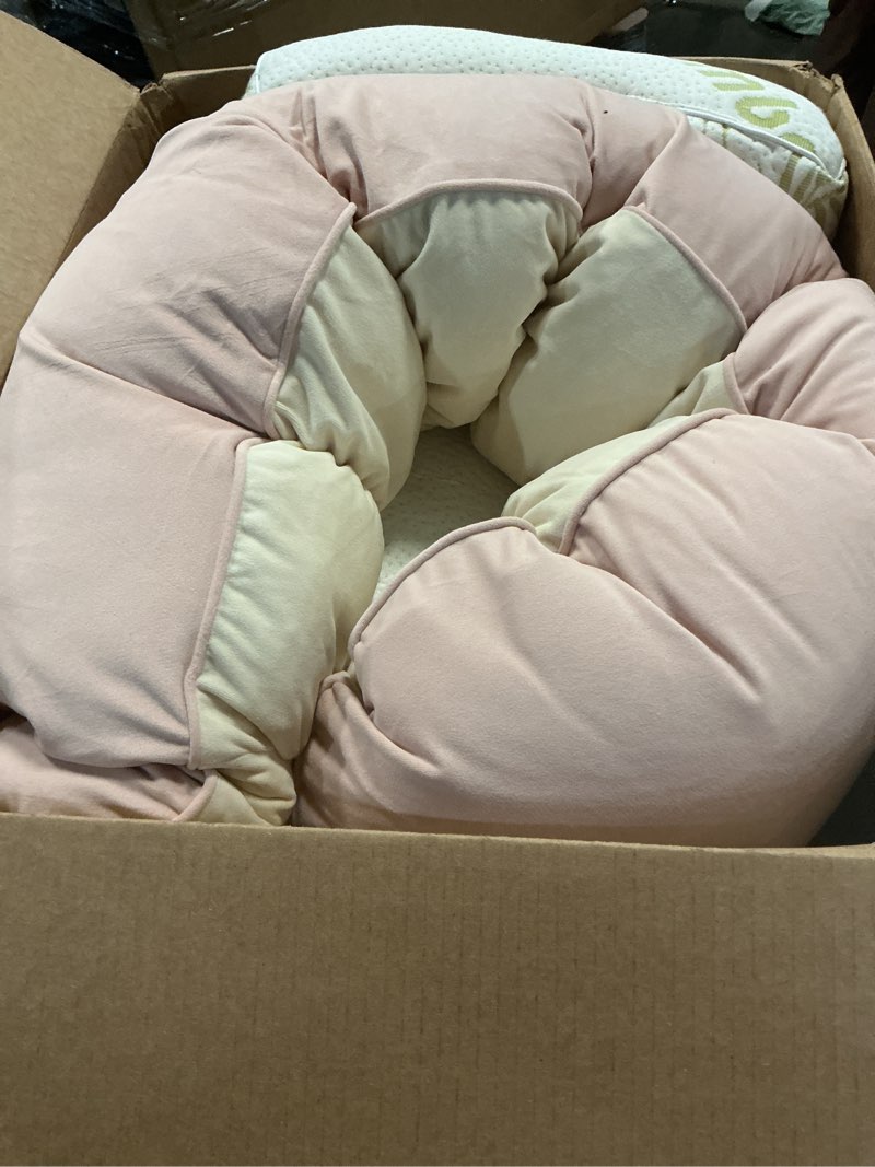 Condition photo showing As Is for Peallow(Pat. Pend) – Long Round Body Pillow for Adults, Bolster Pillow for Sleeping, Soft and Supportive Pillow for Sleeping & Lumbar Support,Blush Pink Blush Pink 47"