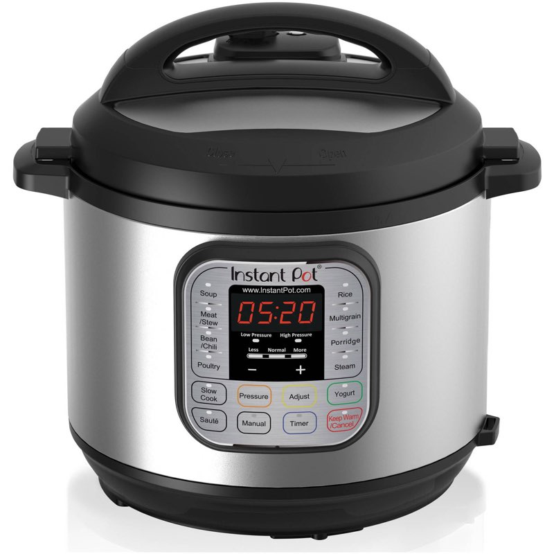 instant pot duo 6-quart 7-in-1 electric pressure cooker, slow cooker, rice cooker, steamer, sauté, yogurt maker, warmer & sterilizer, includes app with over 800 recipes, stainless steel