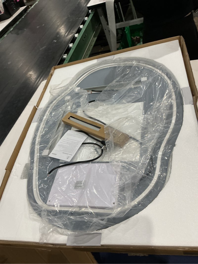 Condition photo showing Good Condition for lovespejo irregular backlit mirror bathroom 25x35 inch, asymmetrical led bathroom mirror with lights, fogless, dimmable, 3 color changing, horizontal/vertical silver - irregular 35"l x 25"w
