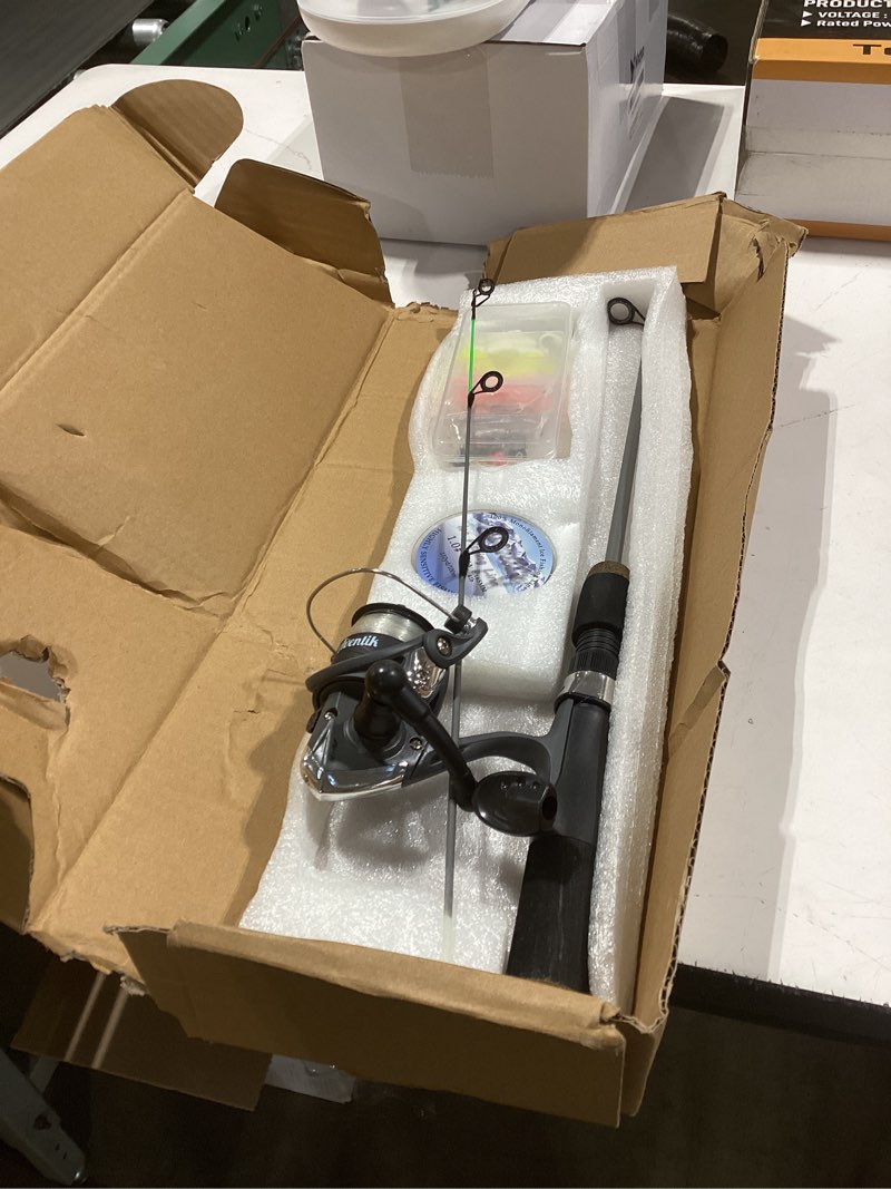 Condition photo showing Good Condition for aventik ultralight ice fishing rod and reel combo 26/28/30/32 inch medium light fast action multi-species ice fishing combos for walleye perch panfish 30'' hollow rod kit