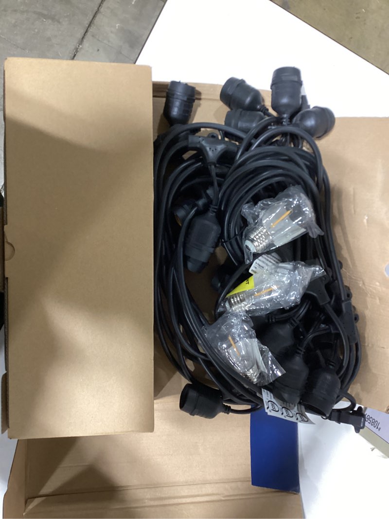 Condition photo showing As Is for harbor breeze 48-ft plug-in black indoor/outdoor string light with 24 white -light led edison bulbs