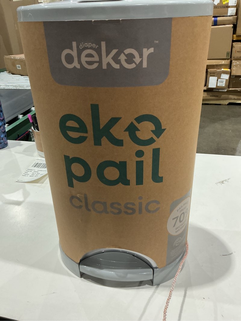 Condition photo showing Good Condition for diaper dekor eko classic diaper pail, white | only eco-friendly diaper pail made with 70% recycled materials | hands-free: step–drop–done | cost-effective refill system eko white