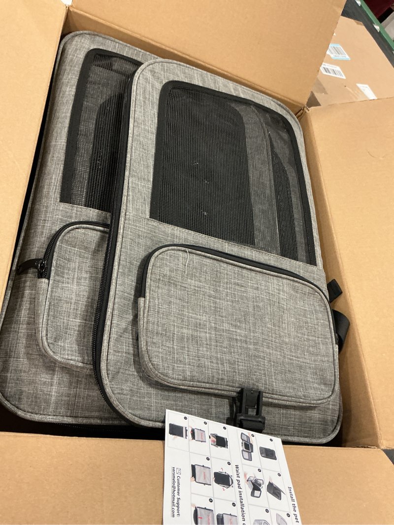 Condition photo showing As Is for Extra Large Pet Carrier Backpack with Wheels Cats Under 30 Lbs, for Dogs Puppies Rabbits Other Animals Under 25 Lbs, Great for Travel/Hiking/Outdoor Use Backpack with Wheels Grey